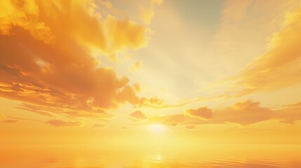 fiery orange sunset sky dramatic golden sky over the sea and sunrise background : generative ai