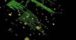 Image of circuit board with data processing over black background