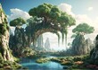 Fantasy natural environment, 3D rendering