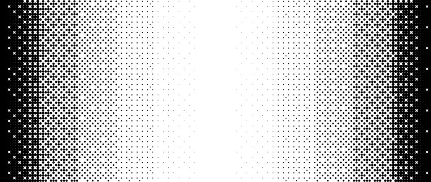 Pixelated gradient texture. Black dithered gradation background. Retro bitmap video game wallpaper. Halftone 8 bit overlay. Vintage rectangle pixel art print. Vector vertical striped fading backdrop