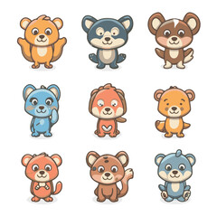  Colorful_set_of_little_cartoon_animals_character