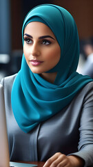 Poster - Portrait of a Muslim girl in a headscarf.