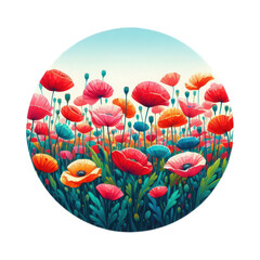 Wall Mural - poppy field landscape floral flowers background