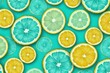 © juliars - Vibrant Turquoise lemon fruit background. Fall color. Generate Ai
