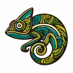 Sticker - illustration of a chameleon