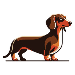 Wall Mural - Cute adorable dachshund dog cartoon character vector illustration, funny pet animal dachshund puppy flat design mascot logo template isolated on white background