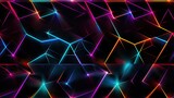 Fototapeta Do przedpokoju - Neon Pattern with Laser Effect Abstract Background with Curves Shiny Professional Lighting and Cinematic for PowerPoint Presentations, Banners, and Wallpapers	