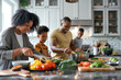 © Centric  - A family shares a joyful cooking experience in their large, modern kitchen, surrounded by fresh ingredients and smiles