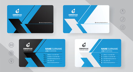 Wall Mural - Set of blue Modern Corporate Business Card Design Templates, vector eps 10