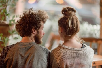 Young happy couple talking together