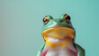 Green frog on the pastel background. 29 February leap. Generative Ai
