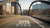 Fototapeta Młodzieżowe - Signposts the direct way to 2028