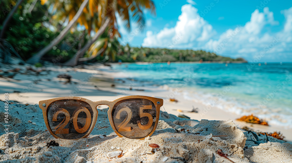 Sign Letter 2025 On A Tropical Beach 2025 Numbers In Sunglasses On A 1000 F 748488683 FCBykA5qa7byzwNmR6DSREHktx4taElD