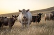 © Phoebe - Stud Angus cows in a field free range beef cattle on a farm. Portrait of cow close up in summer.