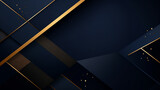 Fototapeta Przestrzenne - premium black and gold geometric Square Diamond shape Golden Frame on Royal Blue Background. Dark Blue Golden Royal Awards Graphics Background.