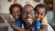 Joyful Family Moments: African American Father and Children Bonding at Home Generative AI
