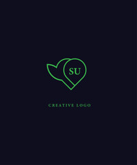 SU green logo Design. SU Vector logo design for business.