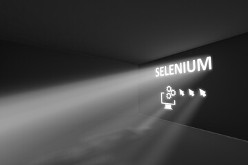 SELENIUM rays volume light concept 3d illustration