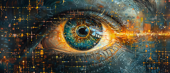 Delve into the realm of artificial intelligence and data encryption capturing the essence of Cybersecurity through abstract shapes and symbols