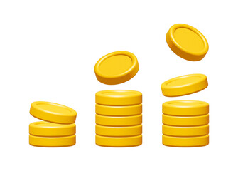 Wall Mural - 3d stack of gold coins isolated on transparent background. business and finance concept design eleme