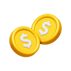 Wall Mural - 3d gold coins with dollar sign isolated on transparent background. business and finance concept desi