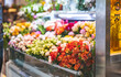 Flower shop, lifestyle, selling flowers, buying flowers, small roses, sunflowers, colorful, fragrance, French life, petty bourgeoisie life,