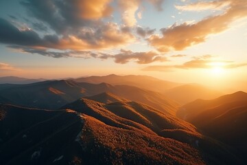 Beautiful aerial view of the sunrise over the mountains