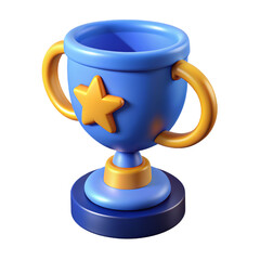 Trophy cup with star icon isolated on transparent background. 3d render