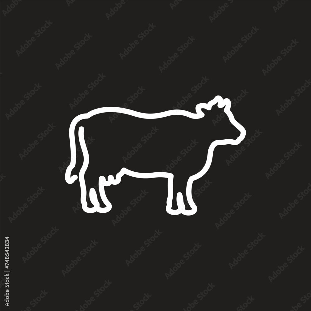 cow icon, farm animal line sign isolated on white background - editable ...