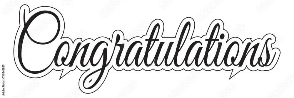 Cursive Typographic Template of Congratulations. Beautiful Calligraphy ...
