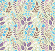 Seamless pattern with forest, flowers, and plants