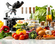 Nutritional analysis in a food science lab microscopes and nutrient charts clinical and sharp