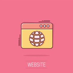 Wall Mural - website domain icon in comic style. global internet address cartoon vector illustration on isolated 
