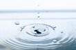 Captivating image of a pristine water droplet creating a mesmerizing splash upon impact.
