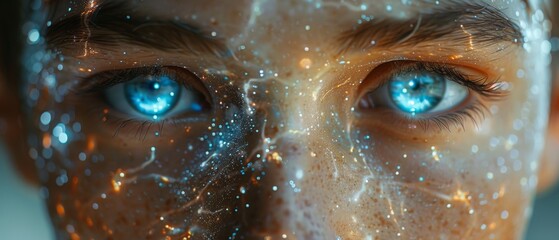 Fototapete - Technology uses artificial intelligence (AI), smart robots with artificial intelligence by entering commands for generating something, Futuristic technology transformation. Chat with artificial