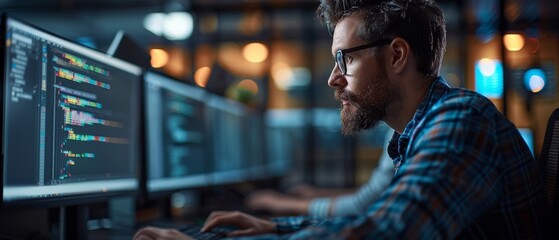 Poster - Software developer working in an office