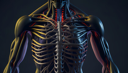 thoracic spine, chest and ribs created with generative ai