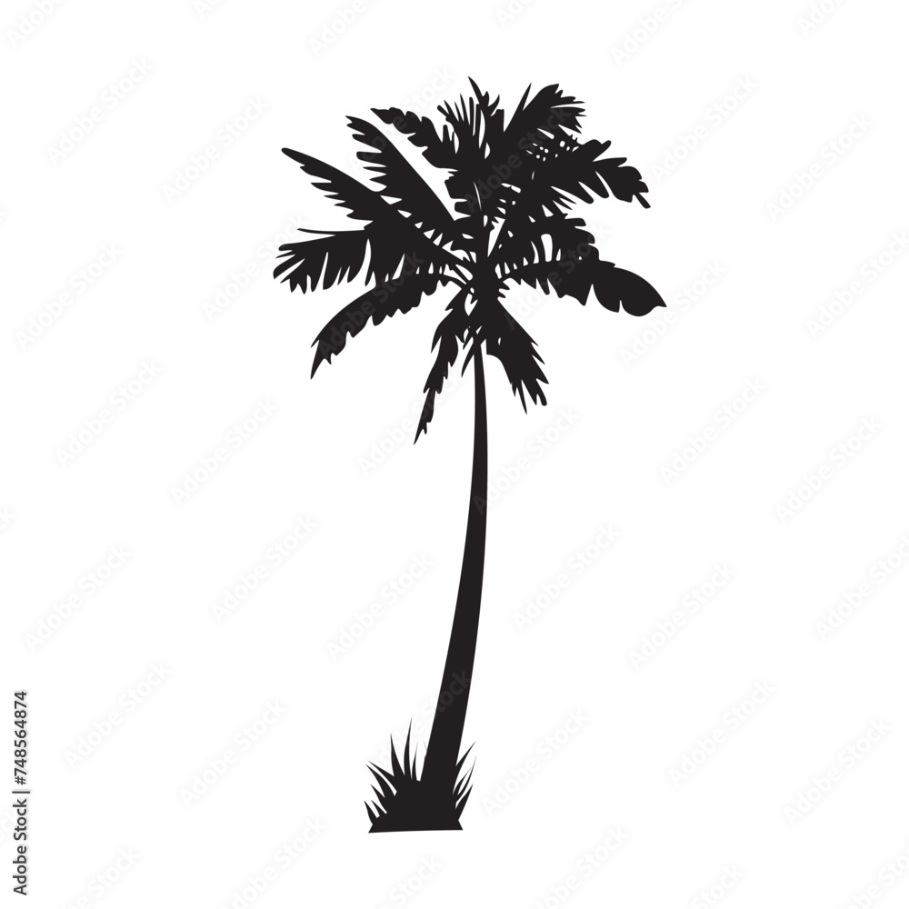 Black palm tree set vector illustration isolated on white background ...