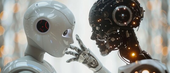 Fototapete - Ai technology, Artificial Intelligence. Robot uses AI, artificial intelligence by entering commands to generate things.