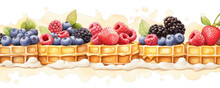 Watercolor Background Banner Of Waffle Isolated On A White Background As Transparent PNG