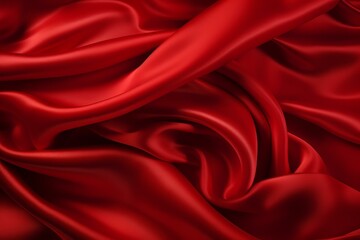 Seductive Red silk background. Satin fabric. Generate Ai