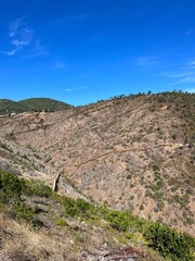 Wall Mural - wooden promenade in mountains, hiking trail, trekking, hills, no people