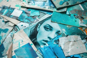 Poster - Detailed close-up of a woman's face. Perfect for beauty and skincare concepts