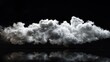 A large white cloud is floating in a black sky. The cloud is soft and fluffy, and it looks like it is made of cotton.