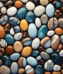 Wall Mural - A large pile of colorful stones and pebbles. Generative AI.