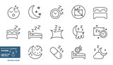 Fototapeta Na ścianę - Line Art Collection Sleep Icons Set - Vector Illustrations Isolated On White Background