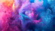 Vibrant colorful blue and pink smoke floating on black background. Suitable for overlay quote or text on it for Holi festival presentations or banner design.