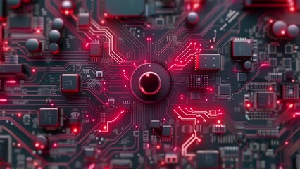 Wall Mural - futuristic ai advanced microprocessor data process motion. motherboard digital network and computing