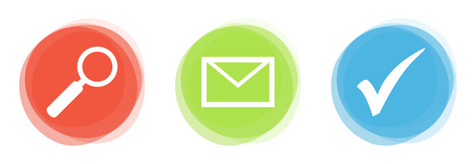 Poster - E-Mails schnell und einfach suchen: Bunter Icon Banner