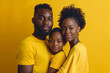 © OSORIOartist - Family embrace against yellow background. Generative AI
